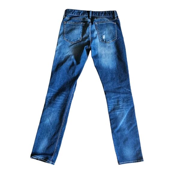 Gap 1969 Real Straight Jeans Womens Size 27 R Blue Med Wash Distressed - Picture 2 of 9